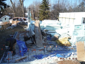 removal of ice from the top of the basement forms was a slow procedure